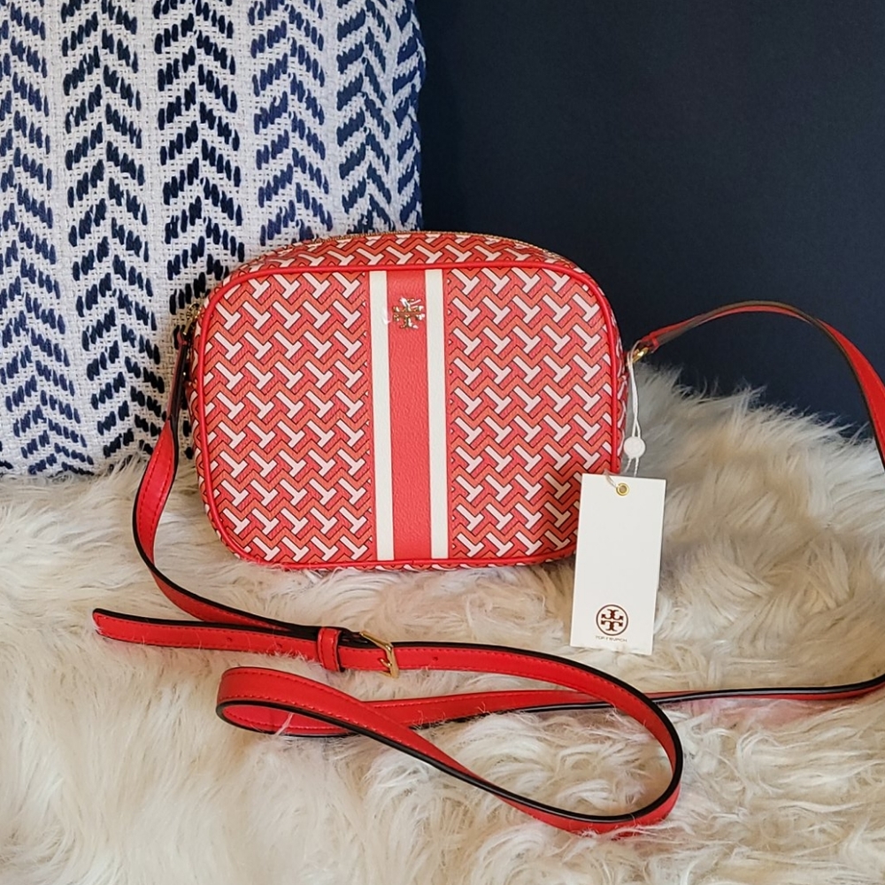 Tory Burch Red T Zag Crossbody Handbag